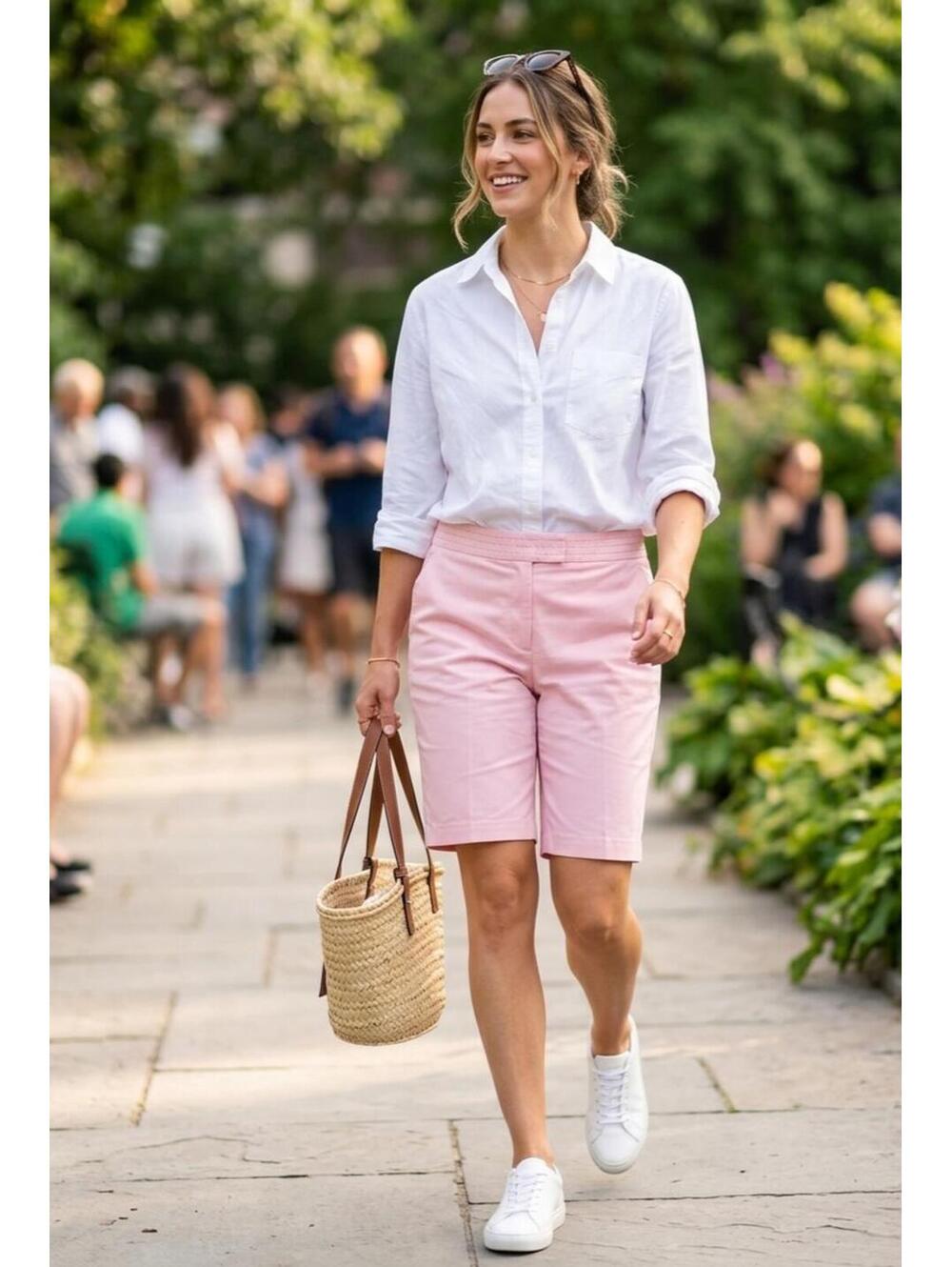 Tehama y2k Pink Bermuda Golf S Size 6 FlatFront Knee Length Casual lined preppy